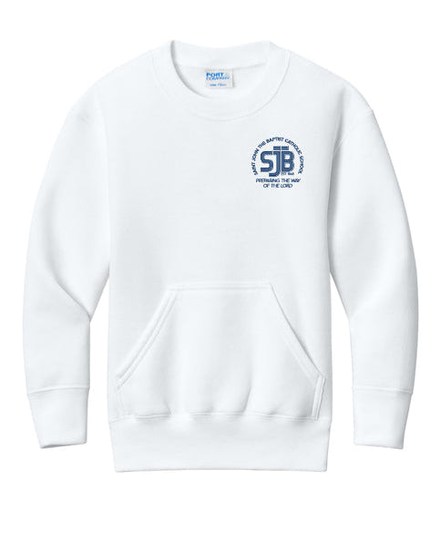 Youth Port & Co Core Fleece Crewneck Pocket Sweatshirt PC78YPKT