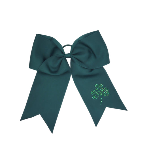 Clover Rhinestone Bow, St. Patrick Hair Bow, Cheer Bow, Sparkle Bow, Spirit Bow, Homecoming Hair Bow, Glitter Hair Bow, Dance Bow