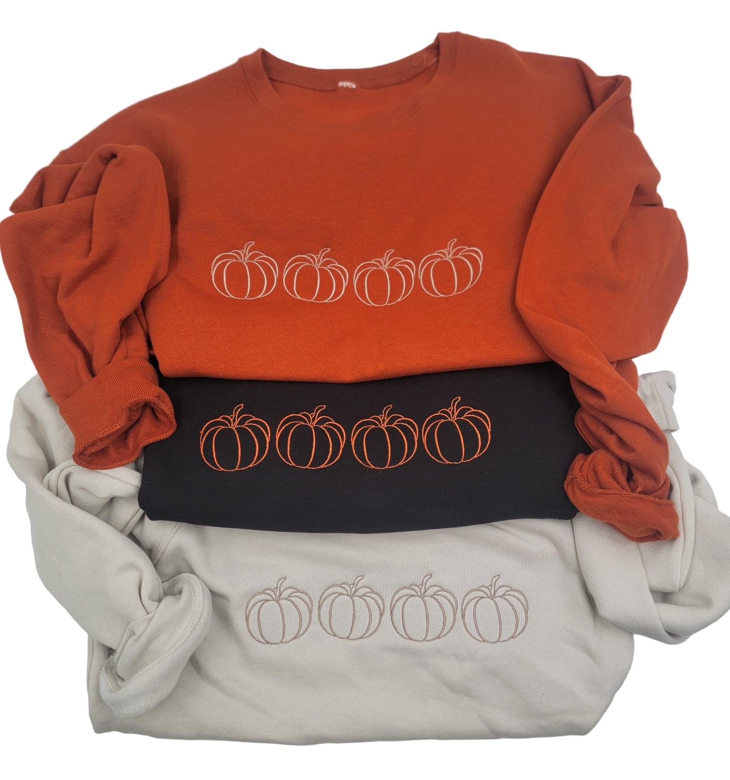 Embroidered Pumpkin Outline Sweatshirt