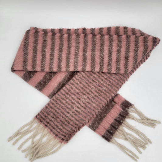 Super Soft Pink & Brown Striped Scarf