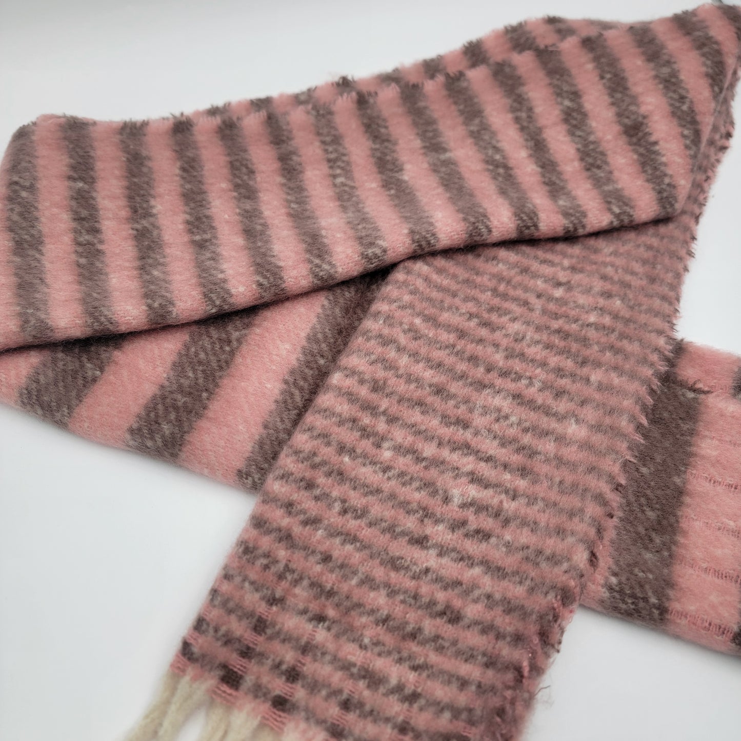 Super Soft Pink & Brown Striped Scarf