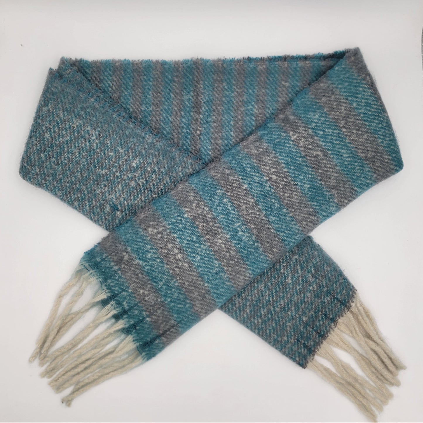 Super Soft Blue & Gray Striped Scarf