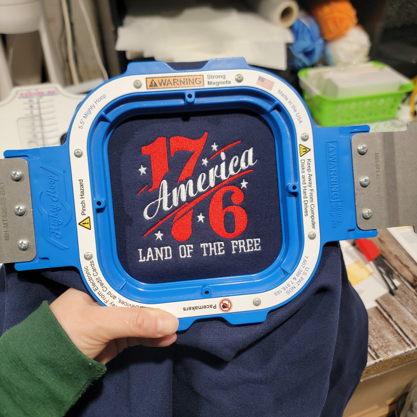 1776 America Land of Free Embroidered Hoodie