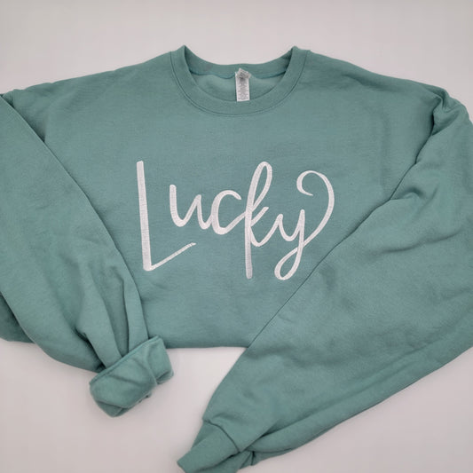 Embroidered Lucky Crewneck Sweatshirt