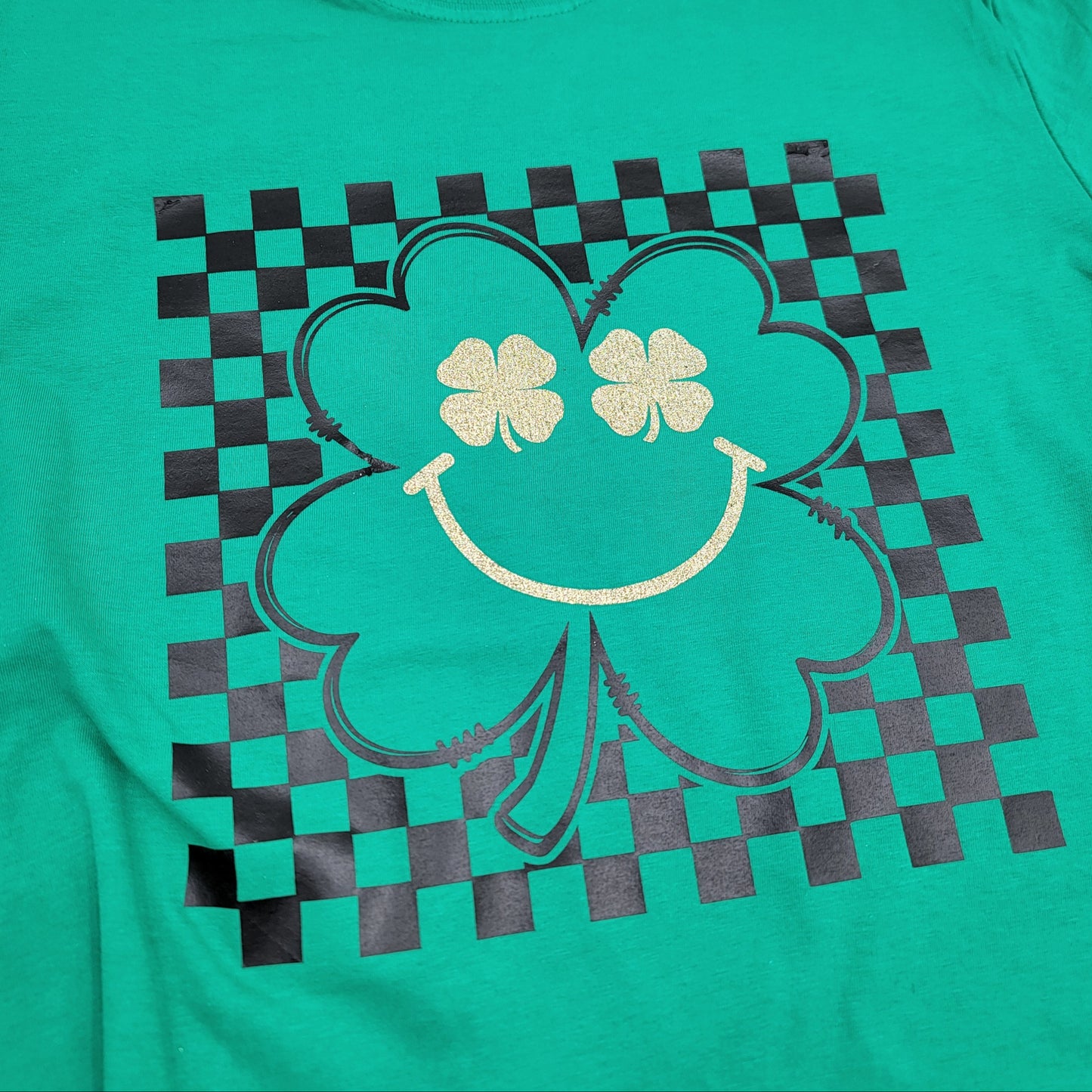 Smiley Clover Checkered St Patrick's Shirt, Retro St Patrick's Shirt