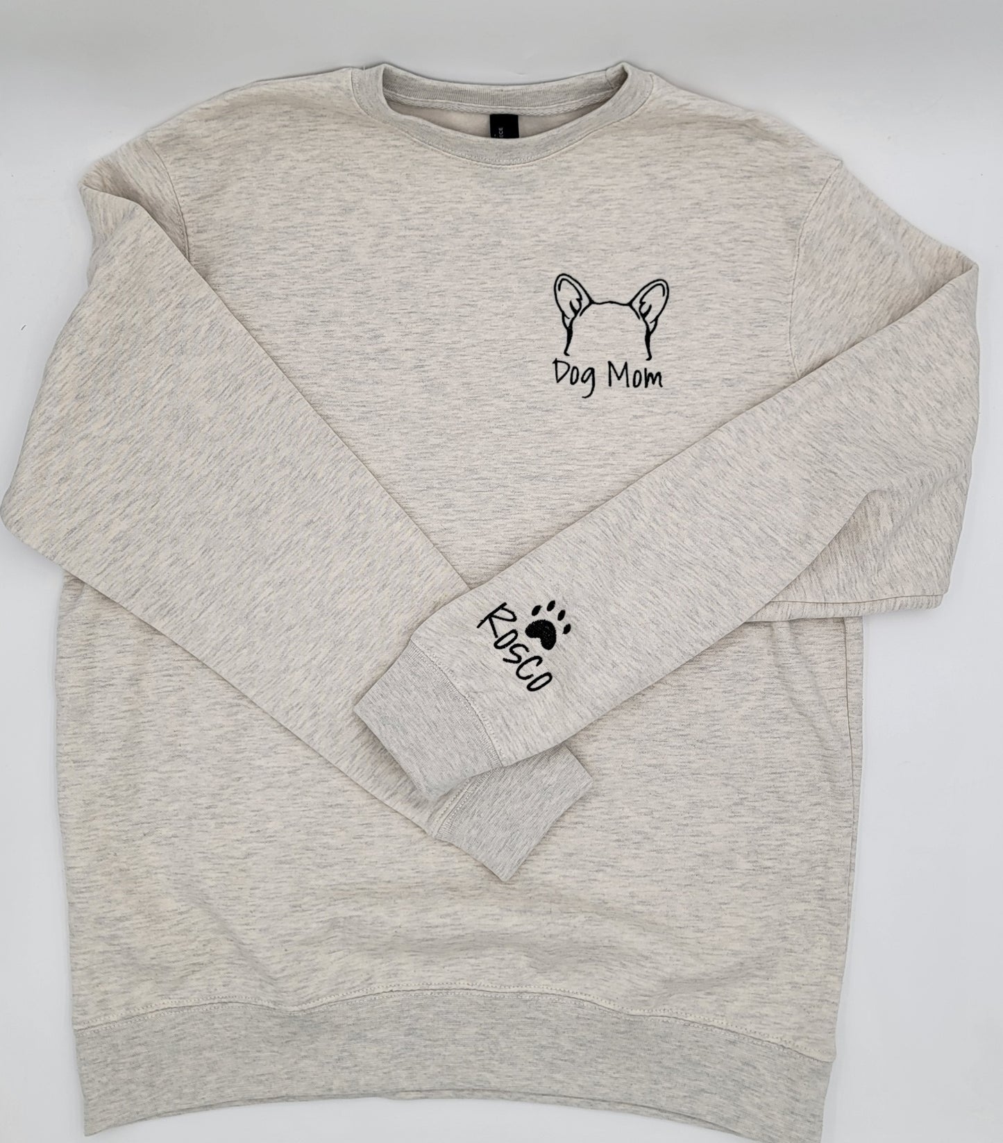 Custom Dog Mom Sweatshirt, Embroidered Dog Sweatshirt, Fur Baby Sweatshirt, Dog Name on Sleeve, Custom Name Dog Sweatshirt