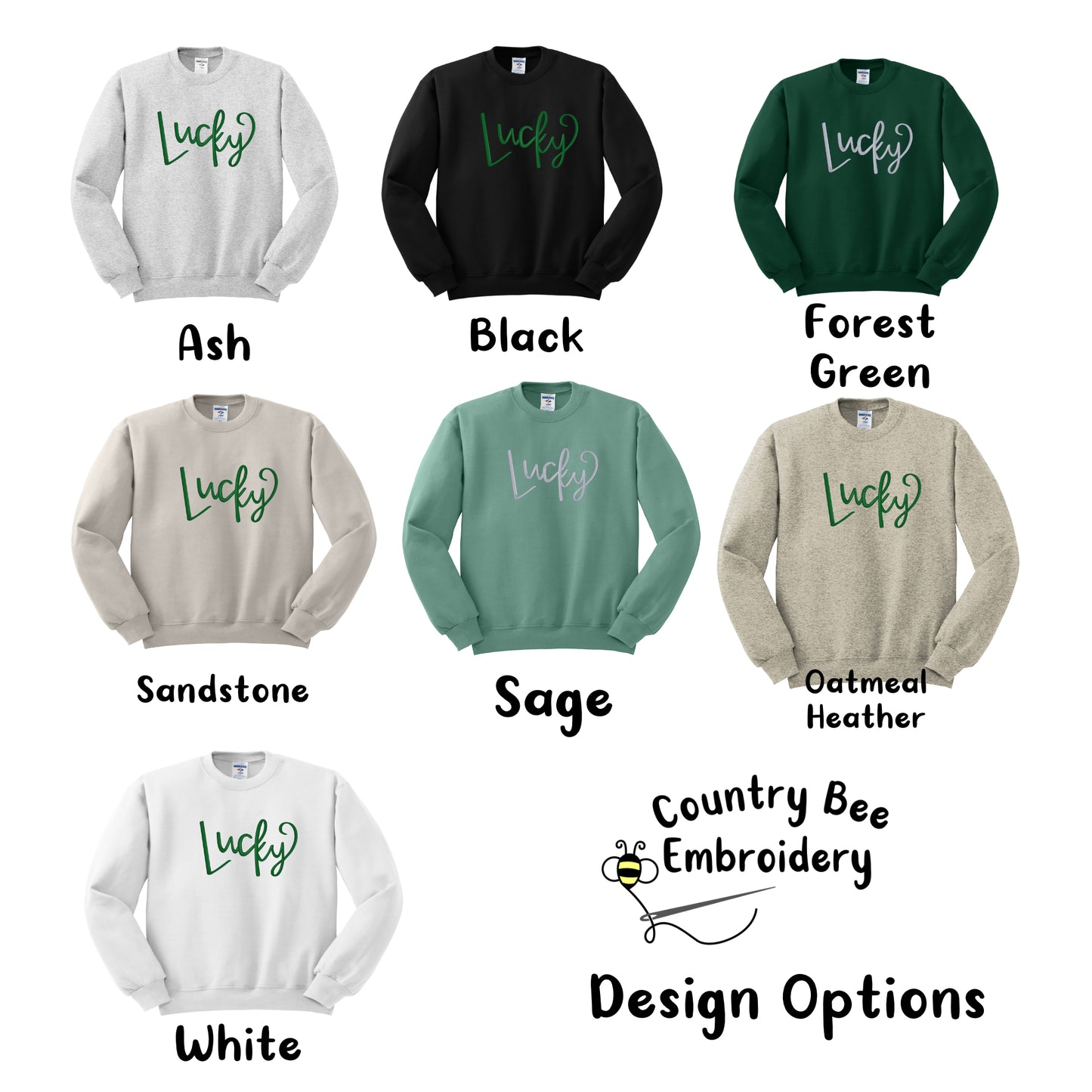 Embroidered Lucky Crewneck Sweatshirt