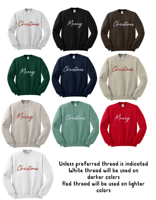 Couples Christmas Sweatshirt, Matching Embroidered Holiday Crewneck