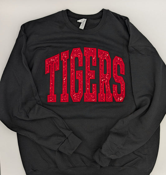 Embroidered Sequin Tigers Crewneck