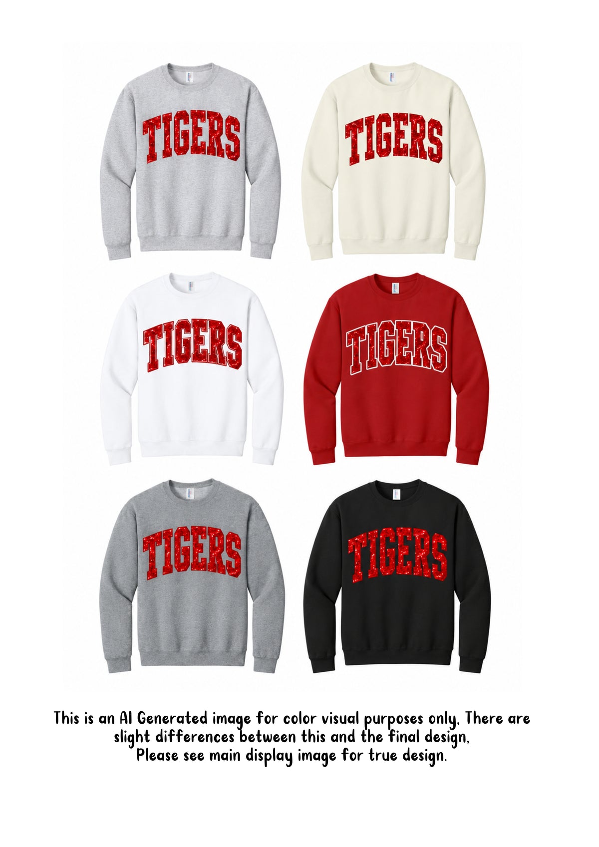 Embroidered Sequin Tigers Crewneck