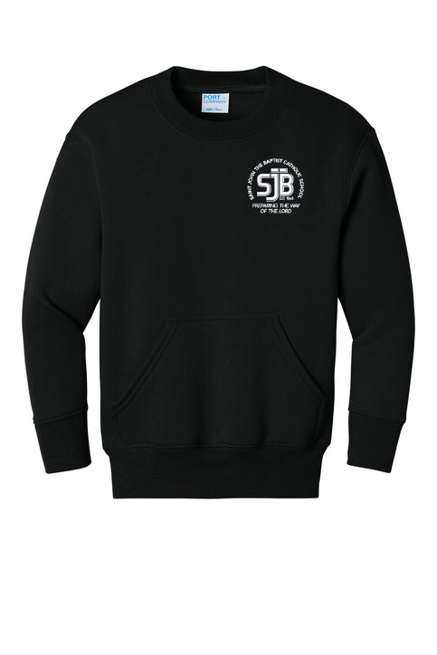 Youth Port & Co Core Fleece Crewneck Pocket Sweatshirt PC78YPKT