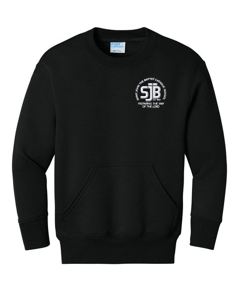 Youth Port & Co Core Fleece Crewneck Pocket Sweatshirt PC78YPKT