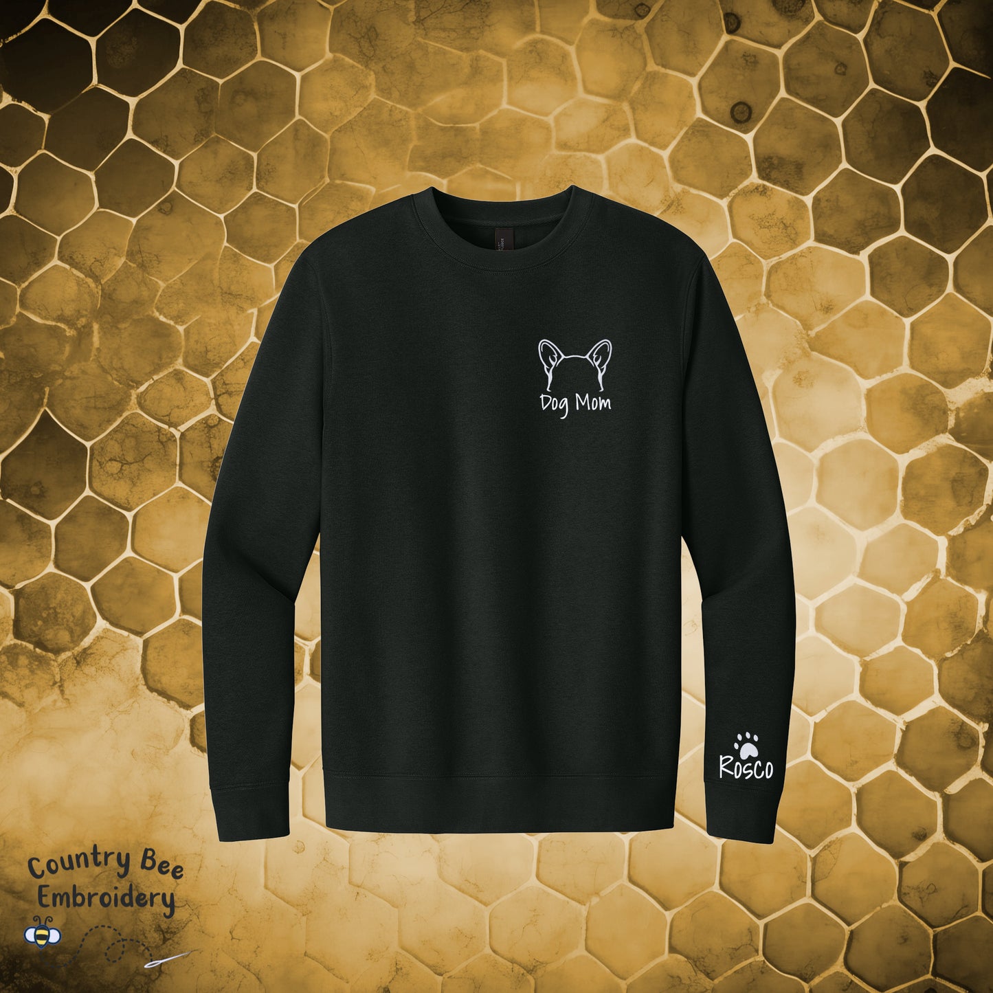 Custom Dog Mom Sweatshirt, Embroidered Dog Sweatshirt, Fur Baby Sweatshirt, Dog Name on Sleeve, Custom Name Dog Sweatshirt