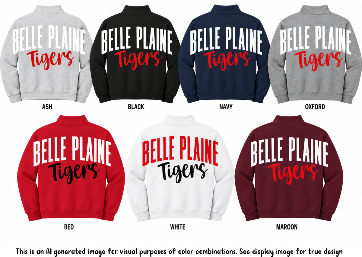 Big Back Quarter Zip Belle Tigers Cursive Sweatshirt