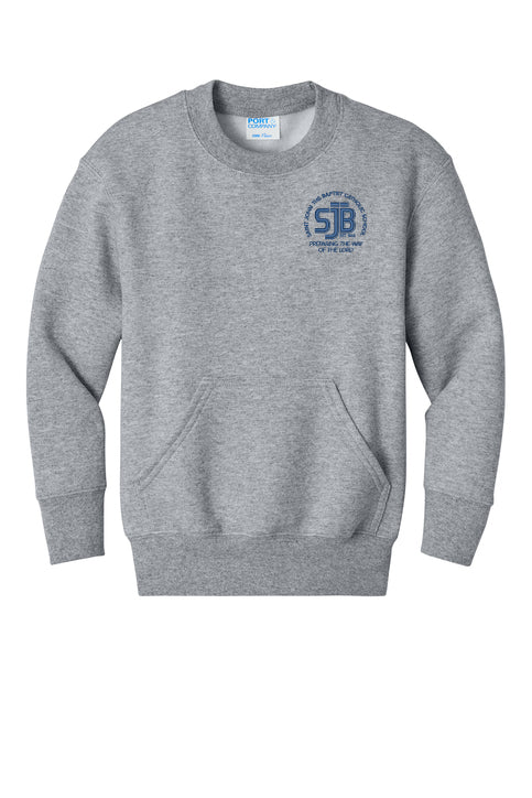Youth Port & Co Core Fleece Crewneck Pocket Sweatshirt PC78YPKT