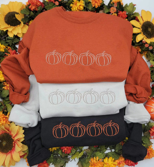 Embroidered Pumpkin Outline Sweatshirt