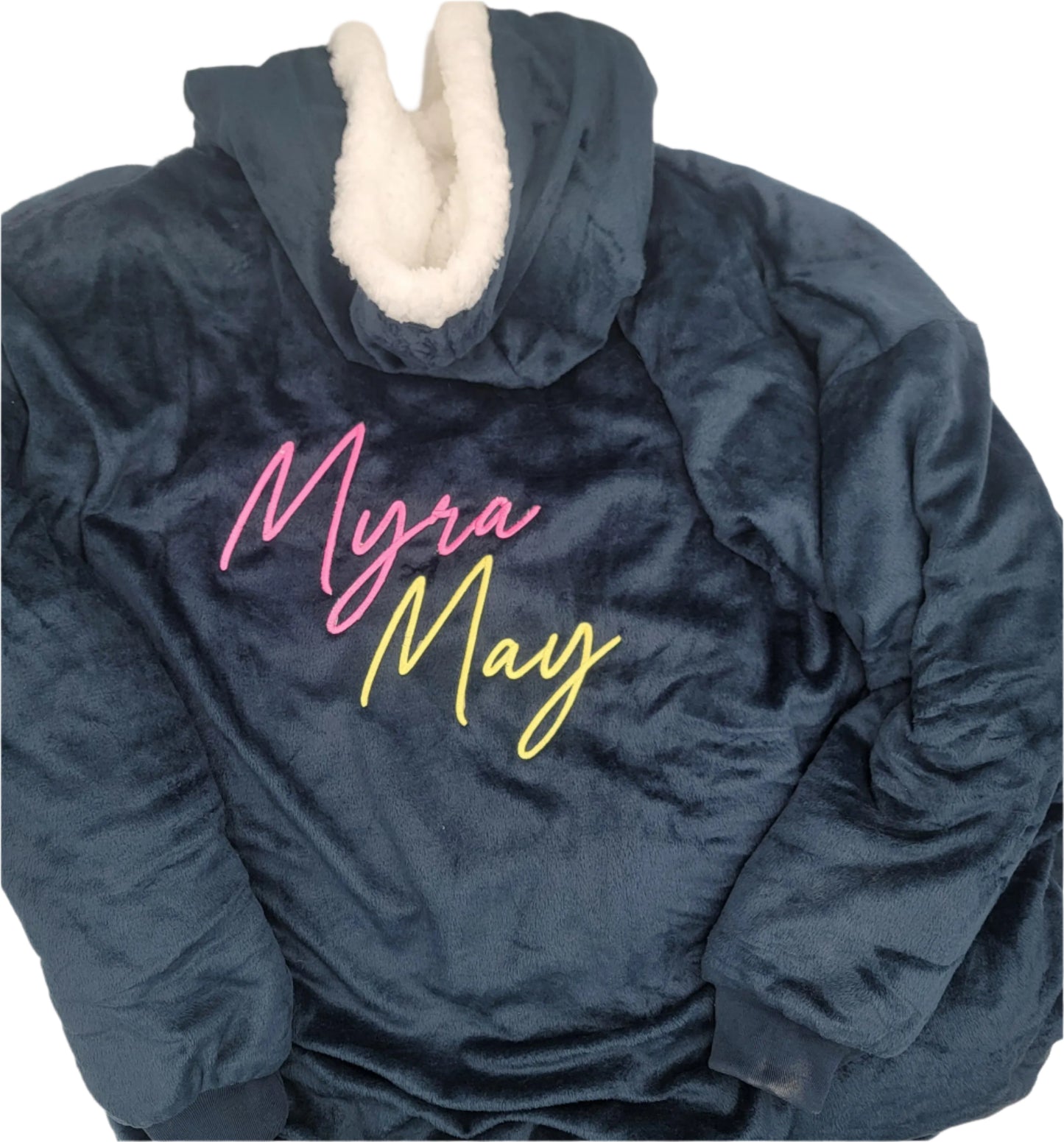 Wearable Blanket, Sherpa Blanket, Custom Embroidered Blanket, Hooded Poncho