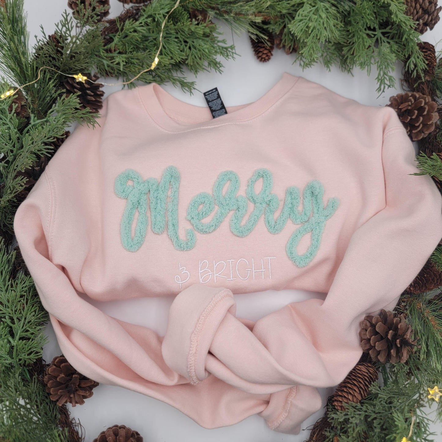 Merry & Bright Chenille Embroidered Crewneck Sweatshirt