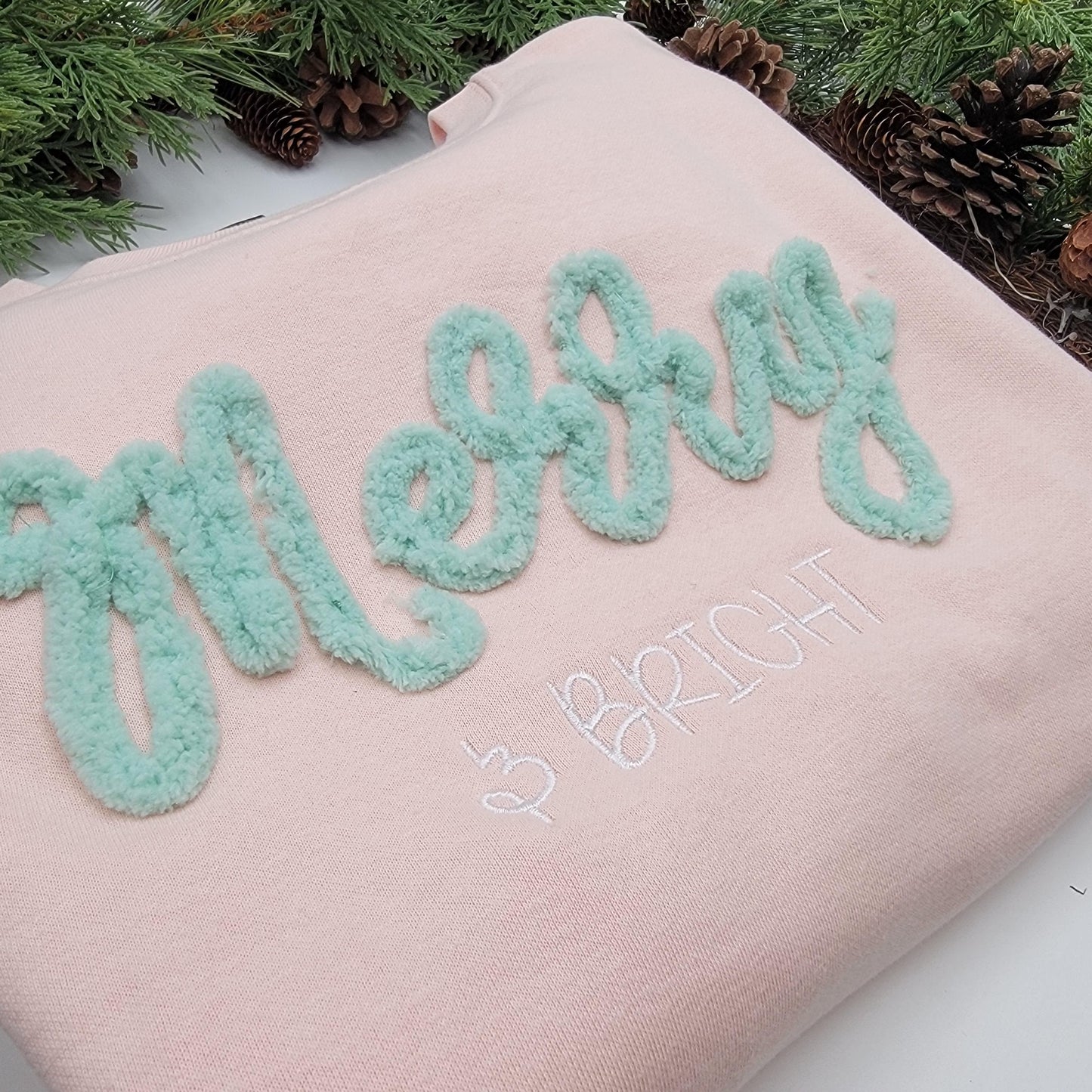 Merry & Bright Chenille Embroidered Crewneck Sweatshirt