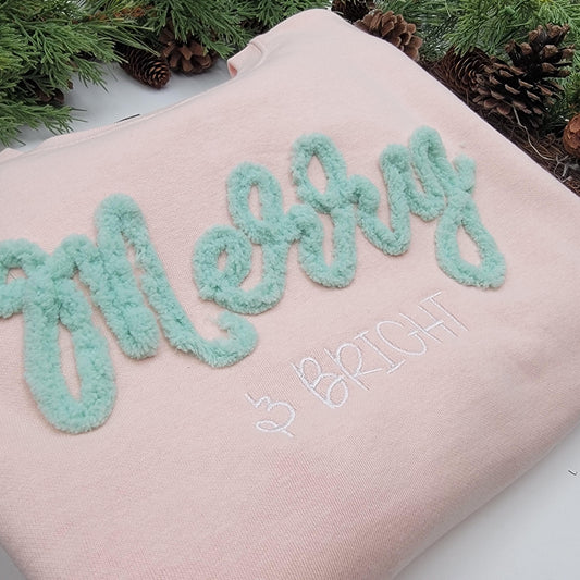 Merry & Bright Chenille Embroidered Crewneck Sweatshirt