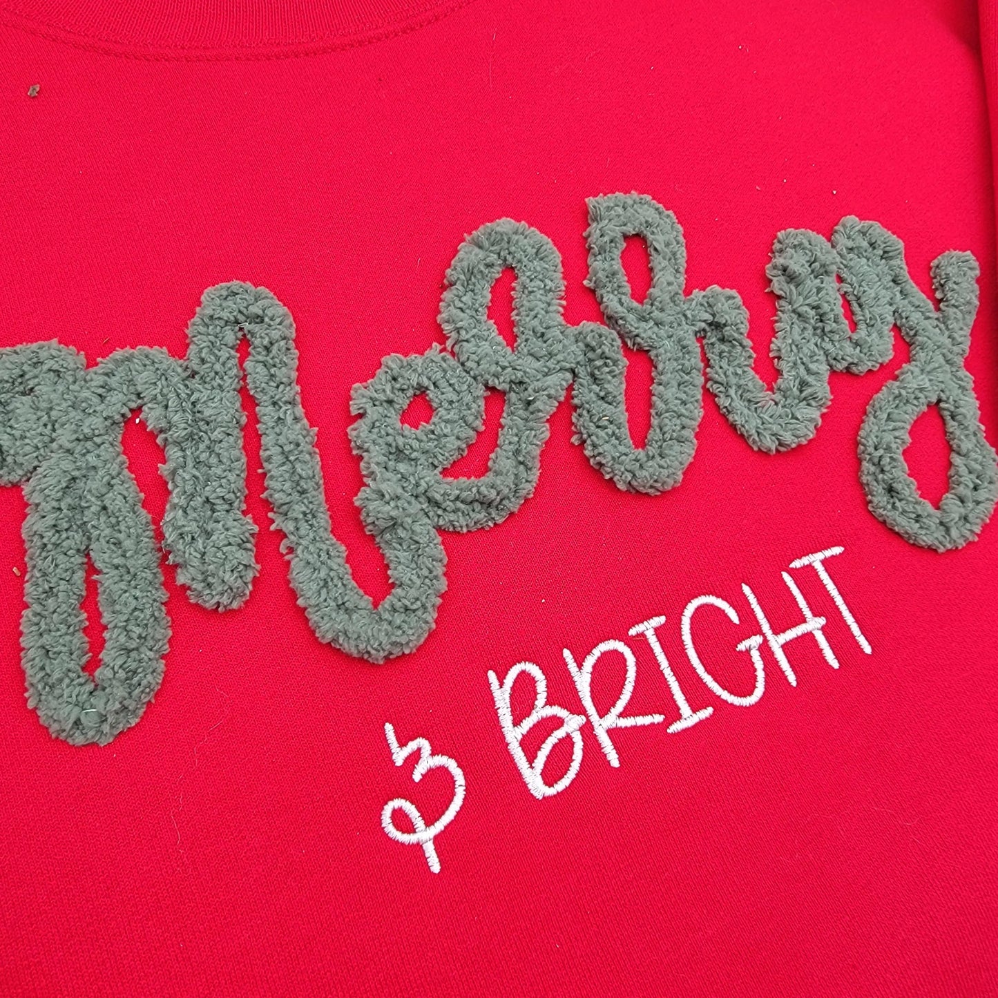 Merry & Bright Chenille Embroidered Crewneck Sweatshirt