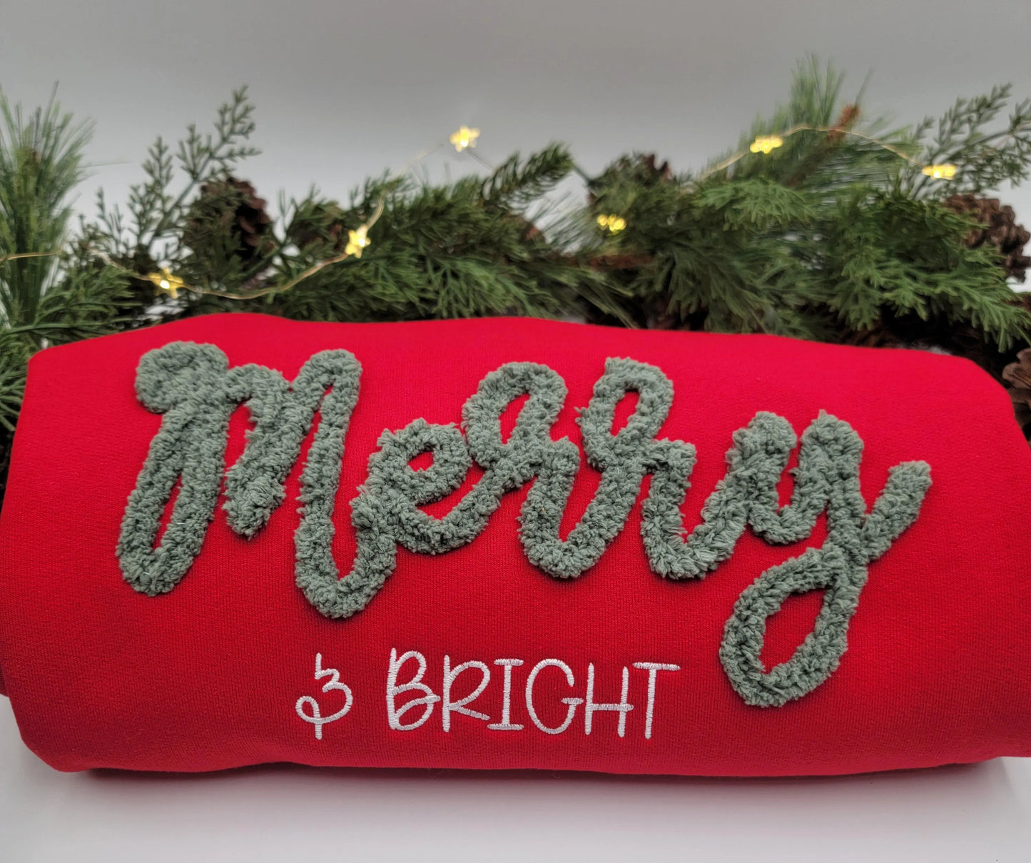 Merry & Bright Chenille Embroidered Crewneck Sweatshirt