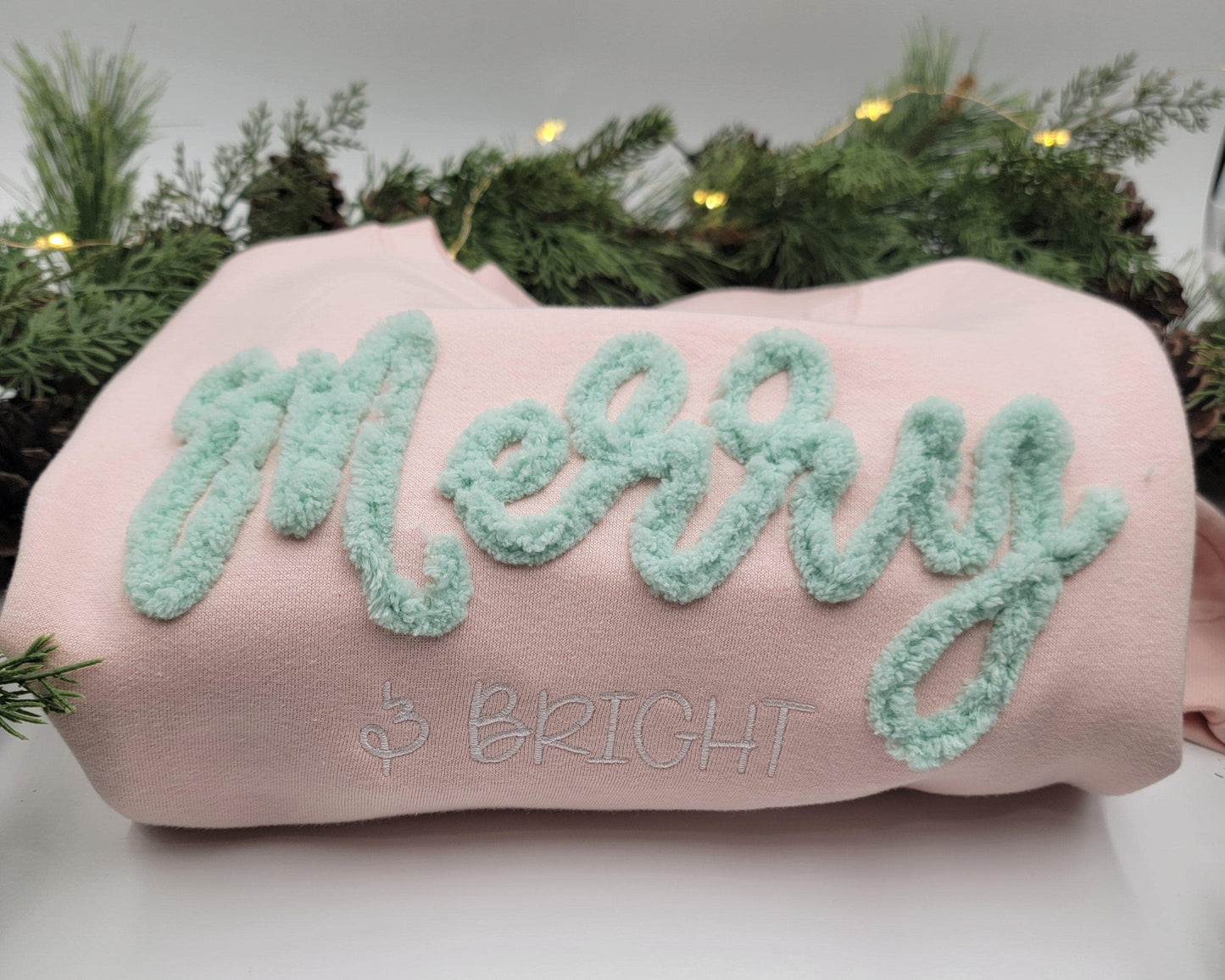 Merry & Bright Chenille Embroidered Crewneck Sweatshirt