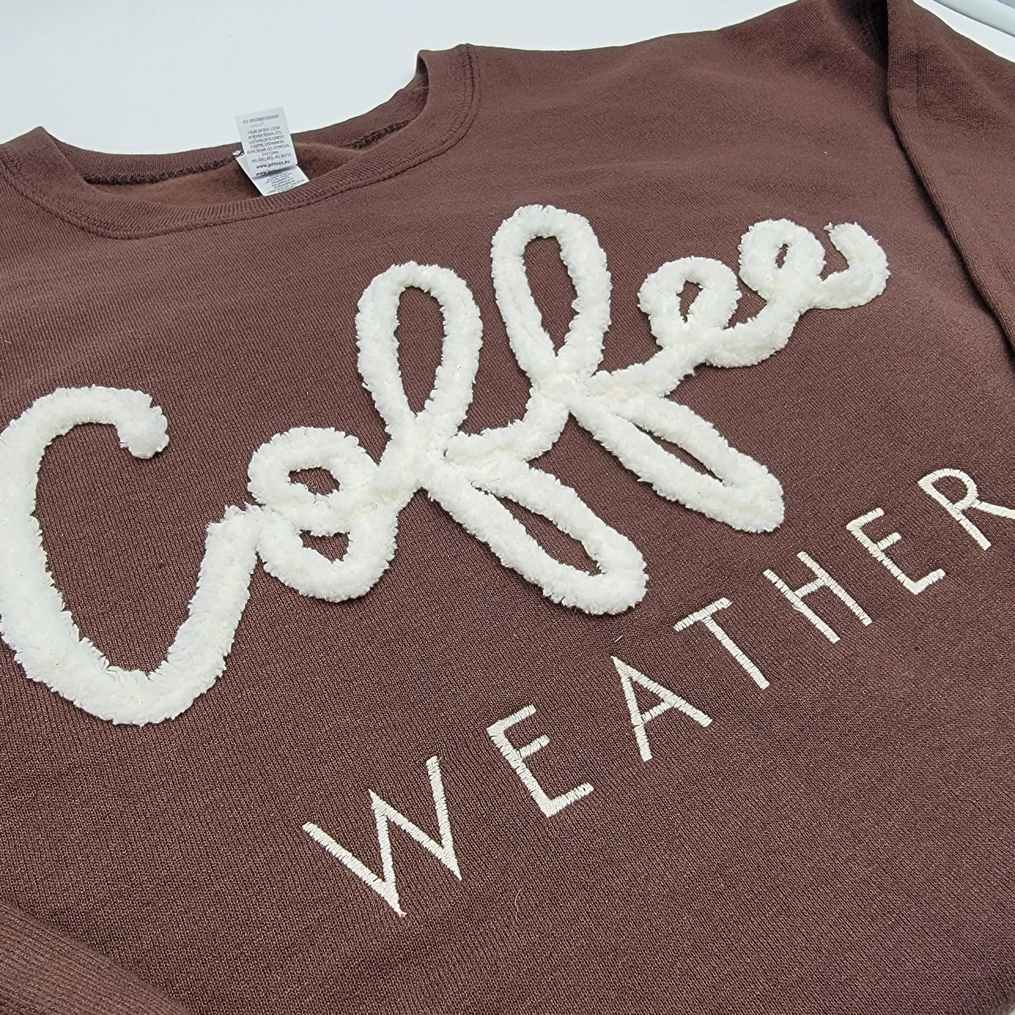 Coffee Weather Chenille Yarn Embroidered Sweatshirt