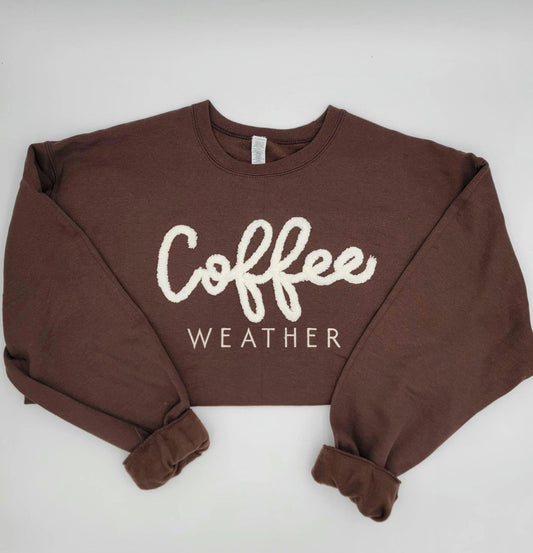 Coffee Weather Chenille Yarn Embroidered Sweatshirt