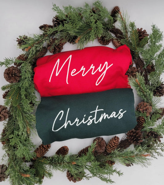 Couples Christmas Sweatshirt, Matching Embroidered Holiday Crewneck