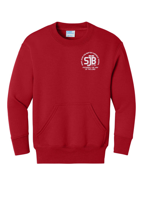 Adult Port & Co Core Fleece Crewneck Pocket Sweatshirt PC78PKT