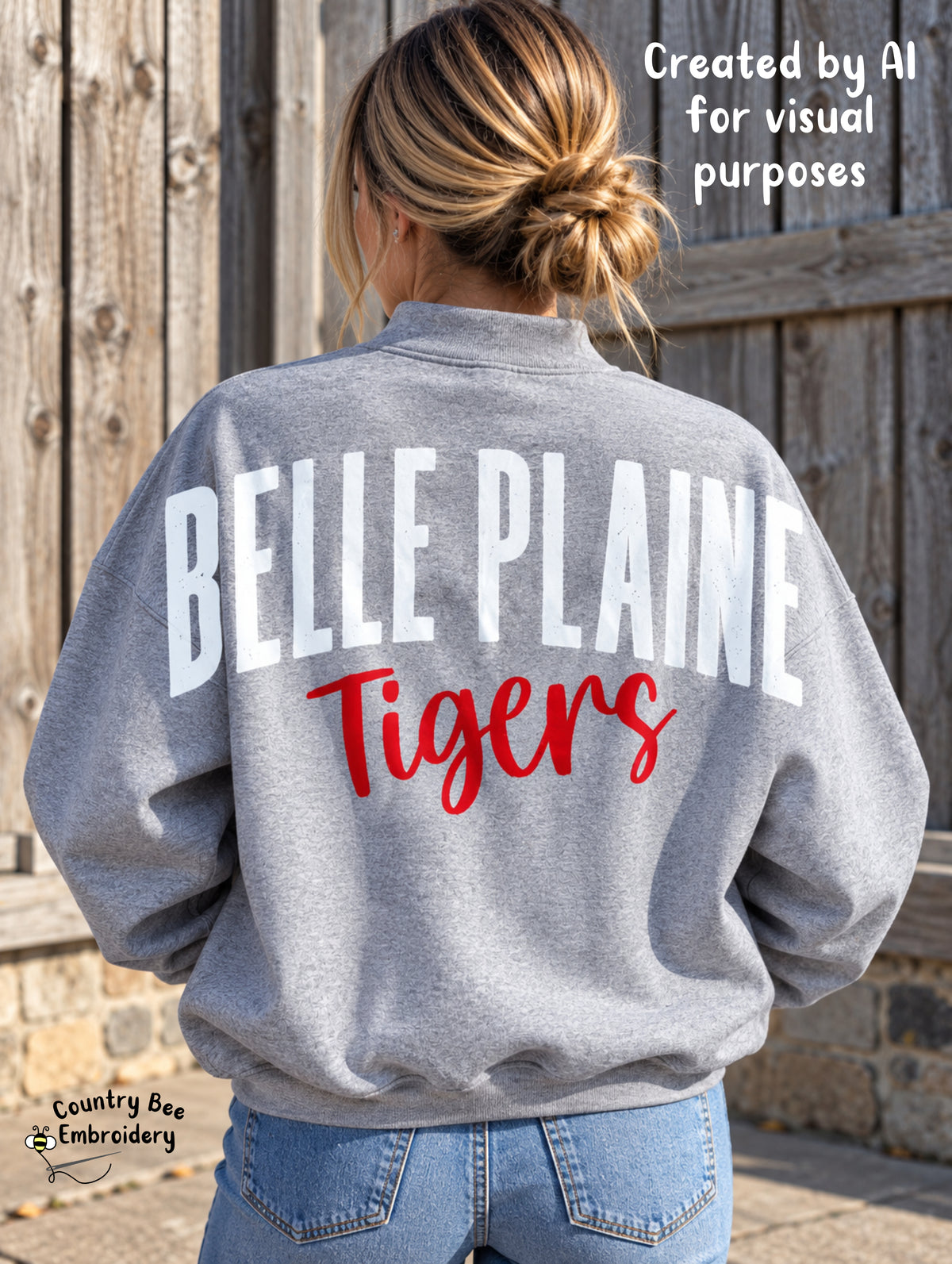 Big Back Quarter Zip Belle Tigers Cursive Sweatshirt
