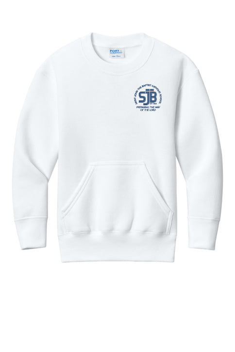 Youth Port & Co Core Fleece Crewneck Pocket Sweatshirt PC78YPKT